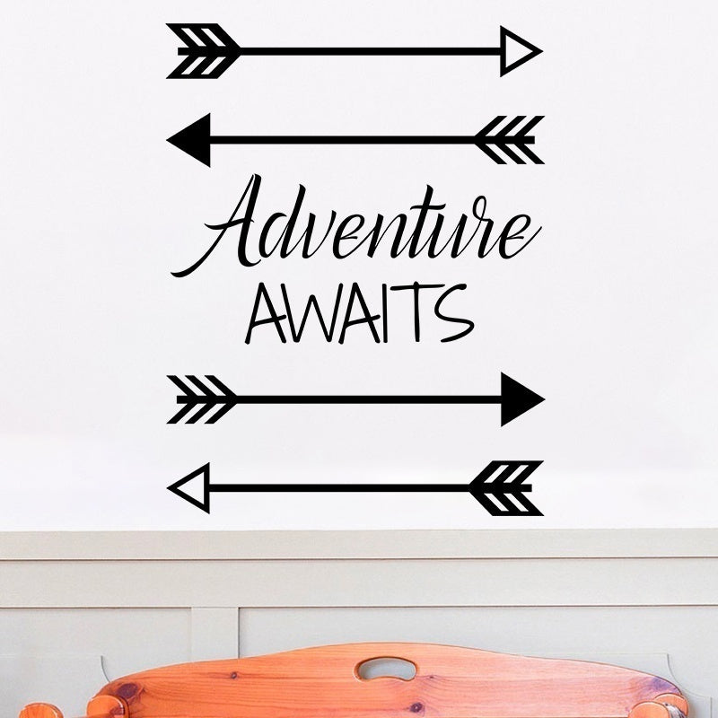 New Brand  Adventure Awaits Arrows Wall Quotes Decal Art Removable Vinyl Stickers Home Decor