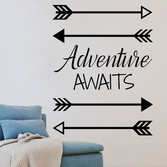 New Brand  Adventure Awaits Arrows Wall Quotes Decal Art Removable Vinyl Stickers Home Decor