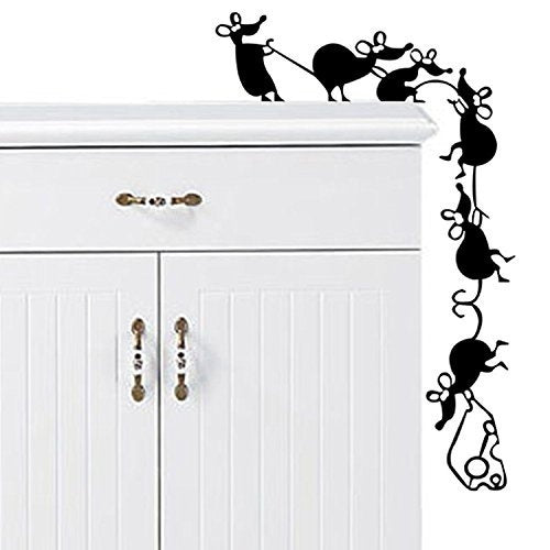 2018 NEW    Mouse Eating Cheese Wall Sticker for Living Room Personality Decoration Window Decal DIY Removable Vinyl Home Decorate