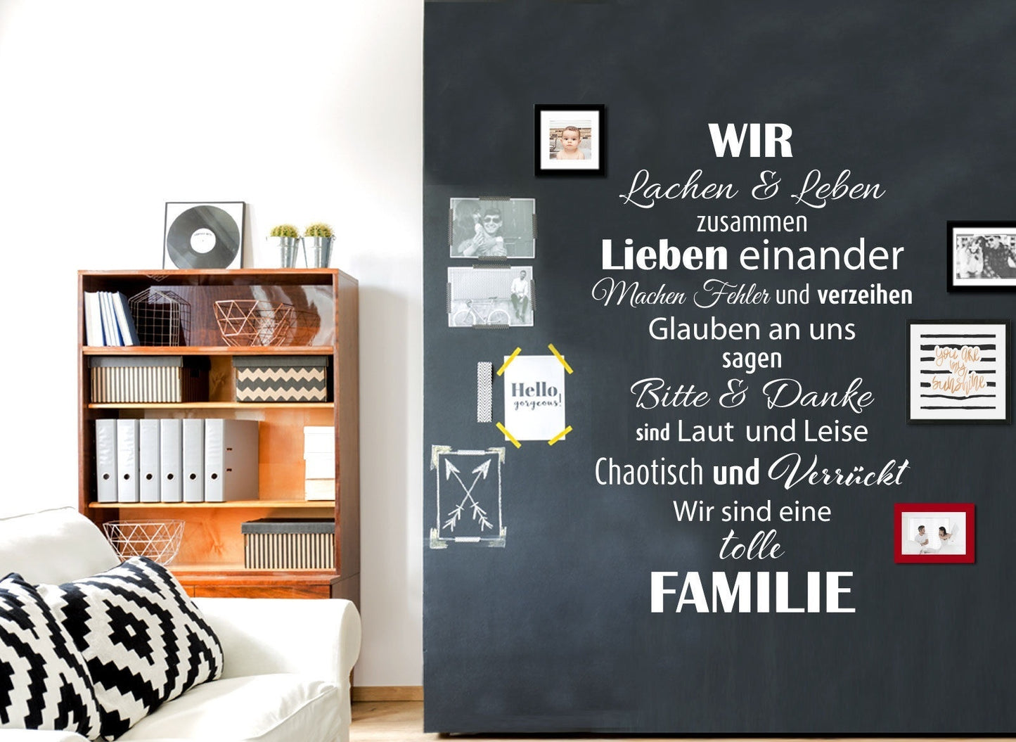 New Brand Wandtattoo Wandsticker Wandaufkleber Wohnzimmer Flur Familie weiß 58x90cm