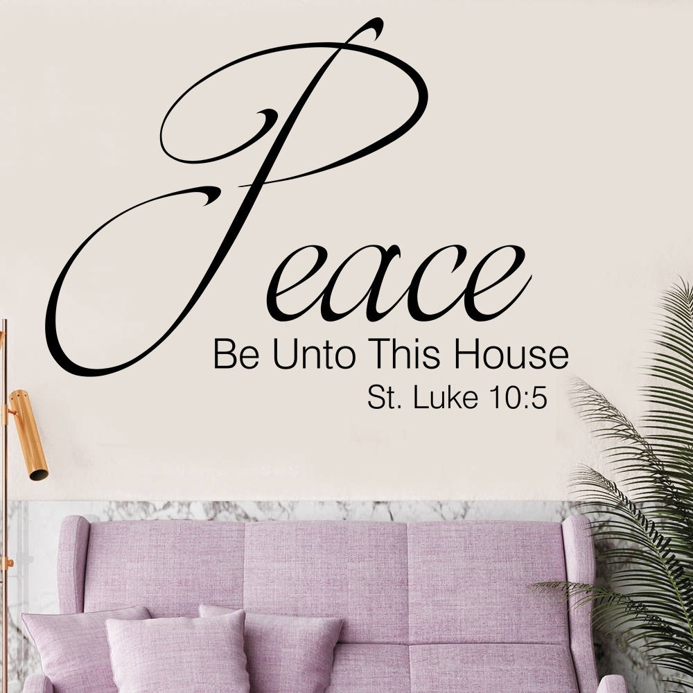 2018 NEW   Christian Vinyl Wall Decal Peace Be Unto This House Scripture Verse Wall Quote Vinyl Stickers