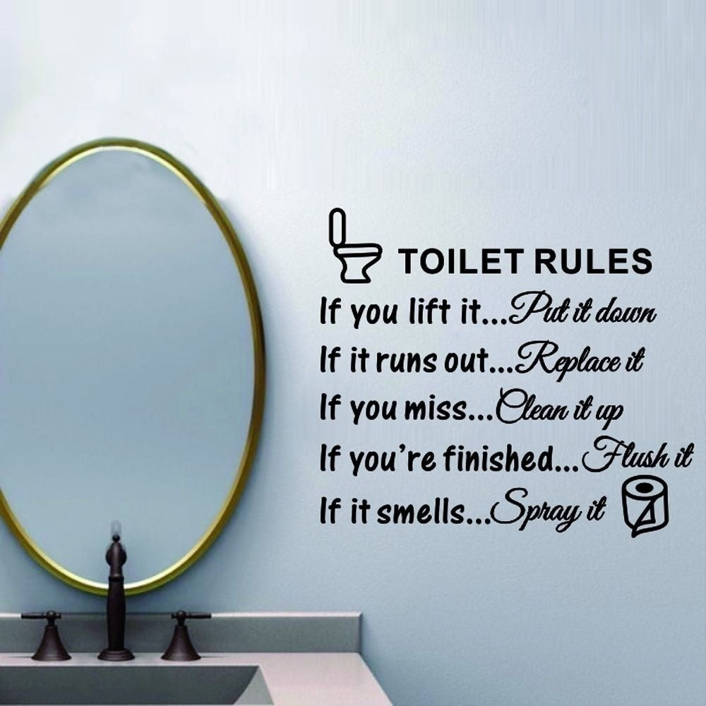 Hot   DIY Toilet Rules Bathroom Toilet Wall Sticker Vinyl Art Decals Home Decoration