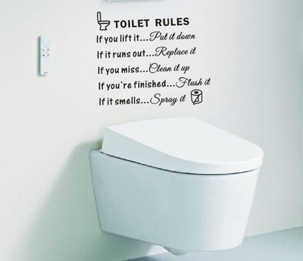 Hot   DIY Toilet Rules Bathroom Toilet Wall Sticker Vinyl Art Decals Home Decoration