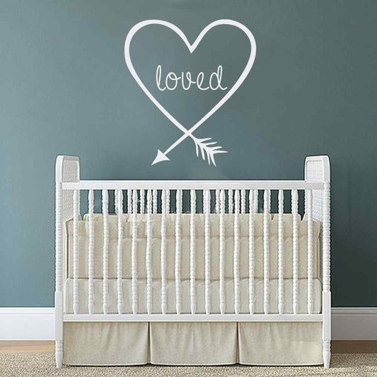 Hot  Nursery Love Arrow Decal - Heart Arrow Decor - Love Arrow Wall Decal - Loved Arrow Wall Art Sticker Baby Crib WALL DECAL