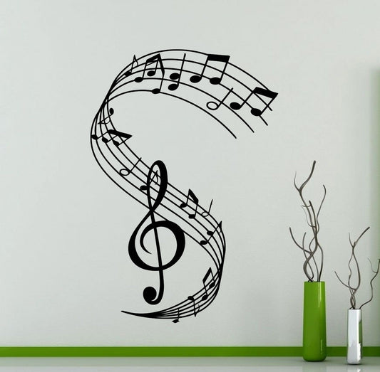 2018 NEW  Treble Clef Wall Decal Musical Notes Music Recording Studio Vinyl Sticker Home Interior Decoration Waterproof High Quality Mural (326xx)