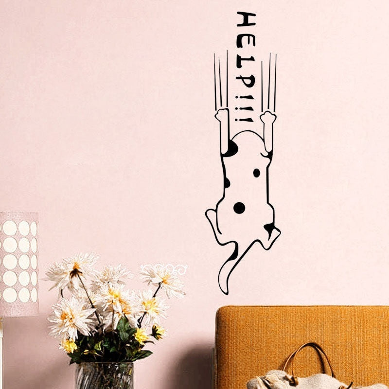 2018 NEW 60*30cm Funny Cartoon Cute Dog Help Quote Wall Sticker Home Wall Art Decal POP