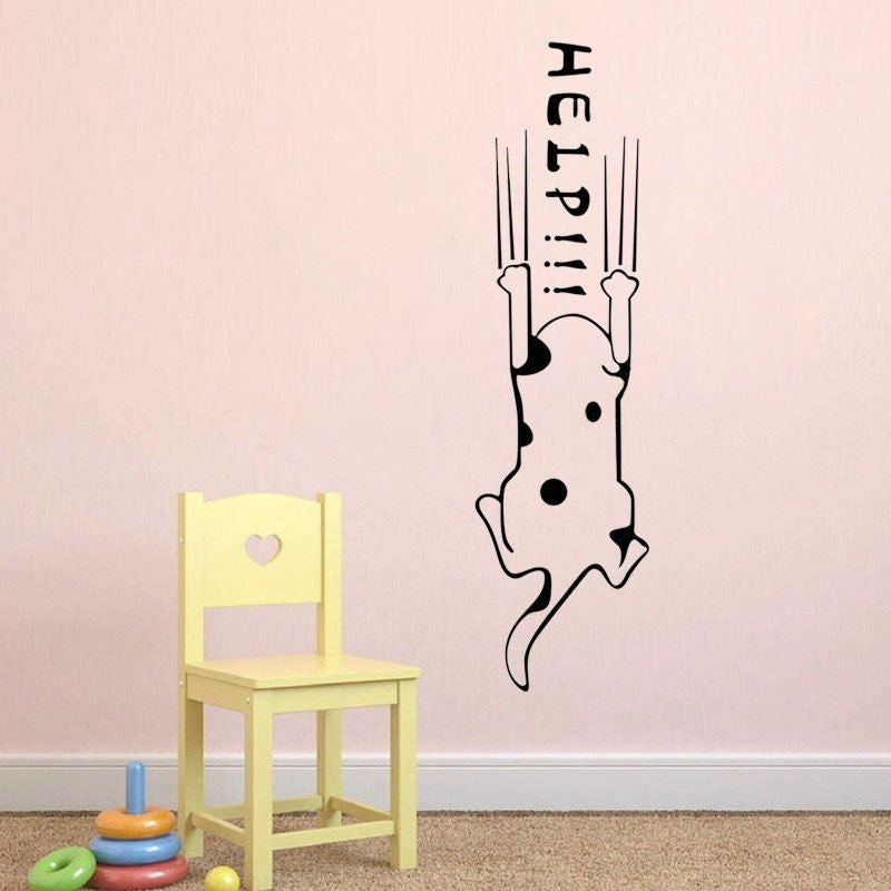 2018 NEW 60*30cm Funny Cartoon Cute Dog Help Quote Wall Sticker Home Wall Art Decal POP