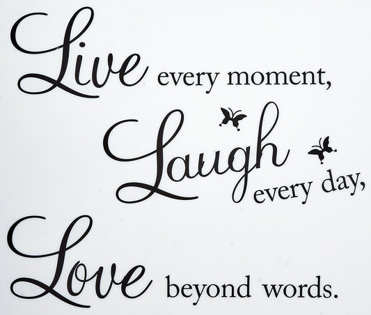 2018 NEW Vinyl Decal Live Every Moment, Laugh Every Day, Love Beyond Words Wall Quote