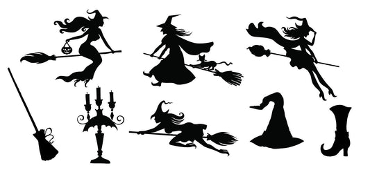 New Fashion   Decal Witches Set of Halloween Vinyl Decals,black STICKERS