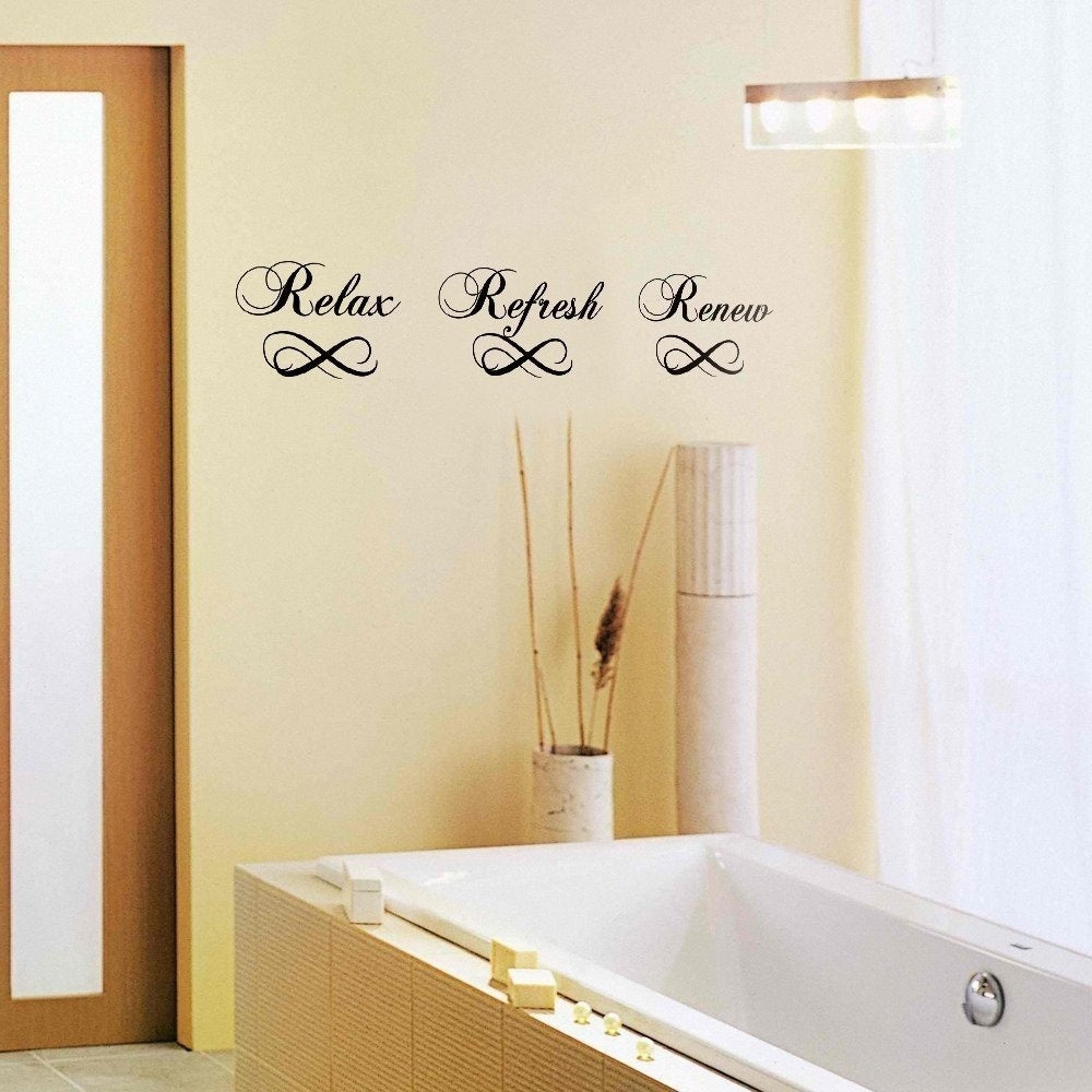 2018 NEW   Bathroom Wall Decal - Relax Refresh Re - Vinyl Sayings Bath Art Quote Sticker Home Decor