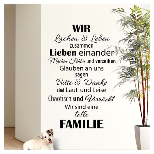 New Fashion Wandtattoo Wandsticker Wandaufkleber Wohnzimmer Flur Familie Spruch Zitat