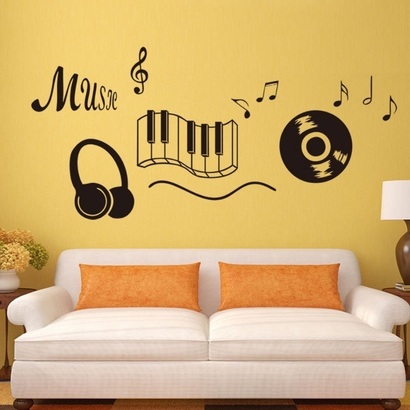New Brand   Music Sticker Wall Sticker Theme Music Bedroom Dancing Music Note Wall Decal  Parede Living Rooms Decor