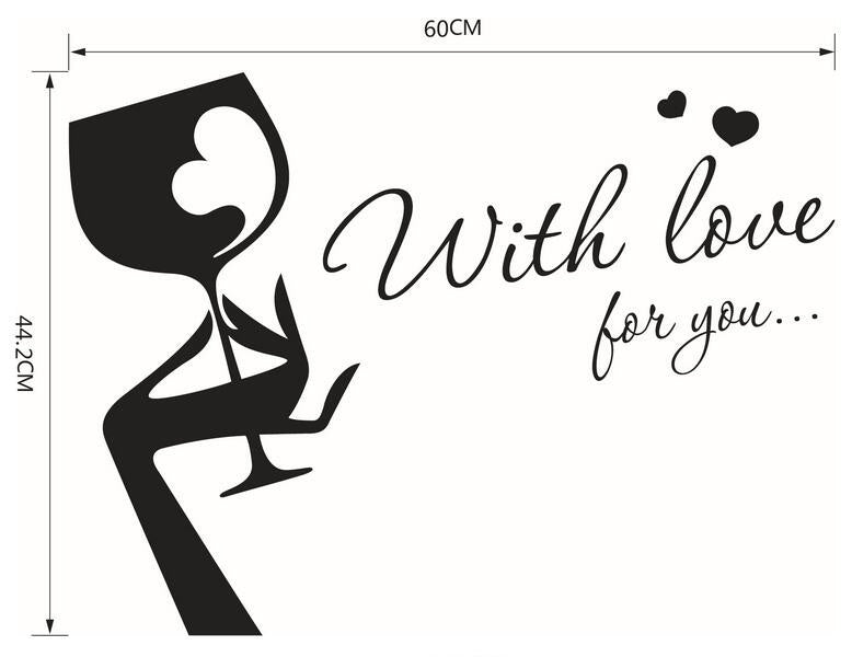 New Fashion    English Kitchen Wall Post with Love for You  Kitchen Wall Stickers Home Decor Living Room Decoration Stickers