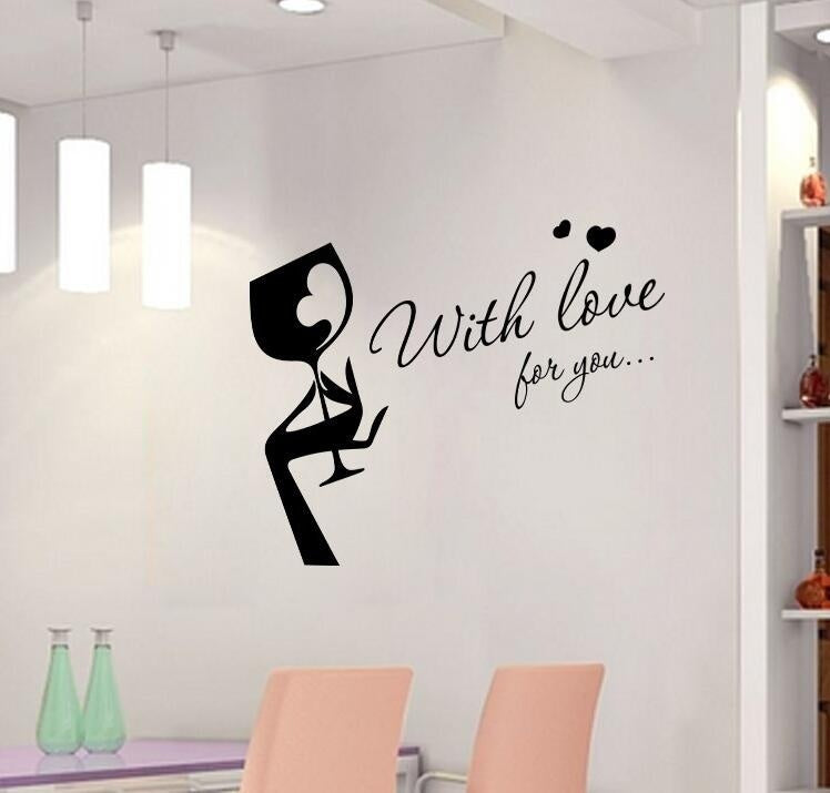 New Fashion    English Kitchen Wall Post with Love for You  Kitchen Wall Stickers Home Decor Living Room Decoration Stickers