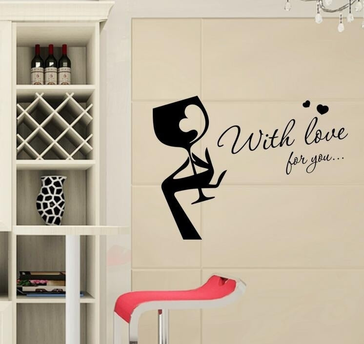 New Fashion    English Kitchen Wall Post with Love for You  Kitchen Wall Stickers Home Decor Living Room Decoration Stickers