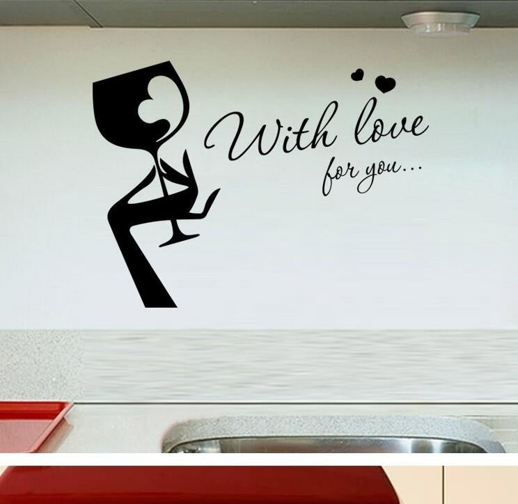 New Fashion    English Kitchen Wall Post with Love for You  Kitchen Wall Stickers Home Decor Living Room Decoration Stickers