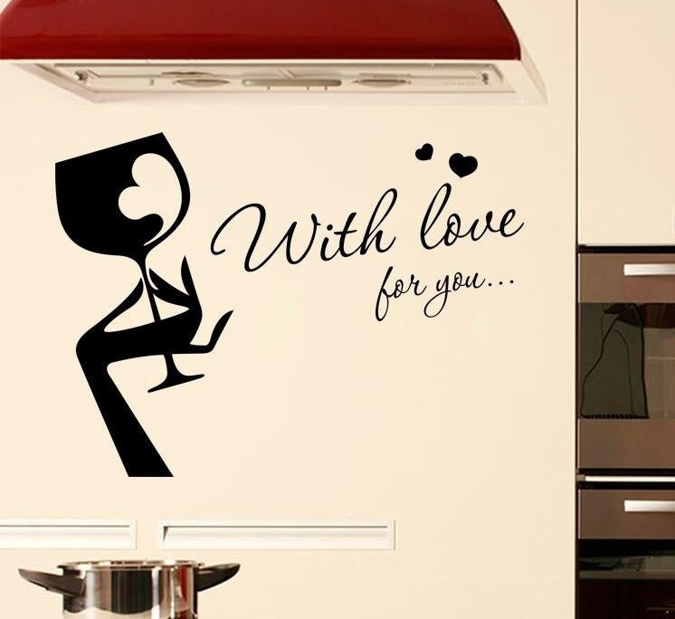 New Fashion    English Kitchen Wall Post with Love for You  Kitchen Wall Stickers Home Decor Living Room Decoration Stickers