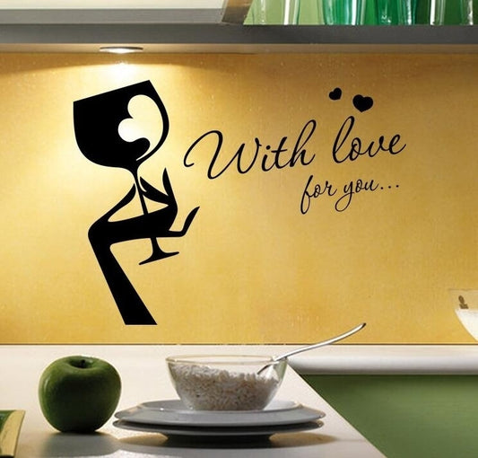 New Fashion    English Kitchen Wall Post with Love for You  Kitchen Wall Stickers Home Decor Living Room Decoration Stickers