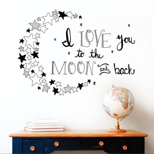 8 Colors I Love You To The Moon and Back Again Quotes Wall Decals Decorative Stickers Girls Room Removable Vinyl Posters