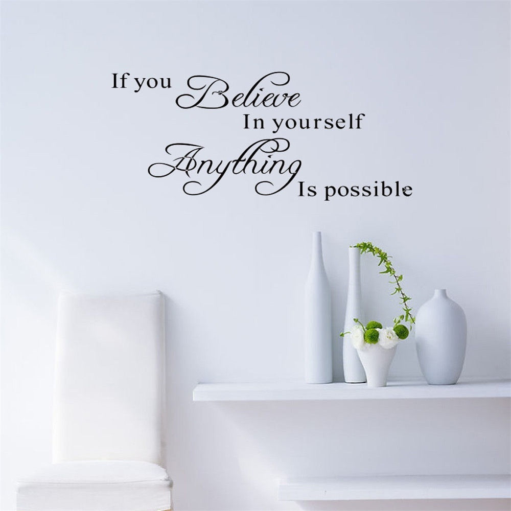 New Brand  Inspirational Quote If You Believe In Yourself Decals Wall Sticker Art Decal Mural Sticker Decal Decor