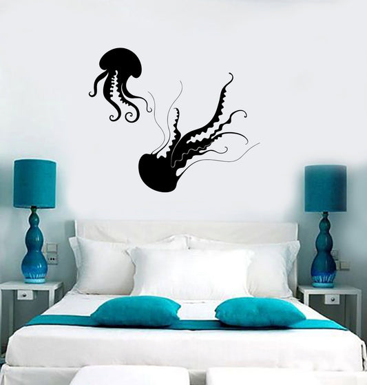Vinyl Decal Jellyfish Ocean Sea Marine Animal Bathroom Wall Stickers (ig2431)