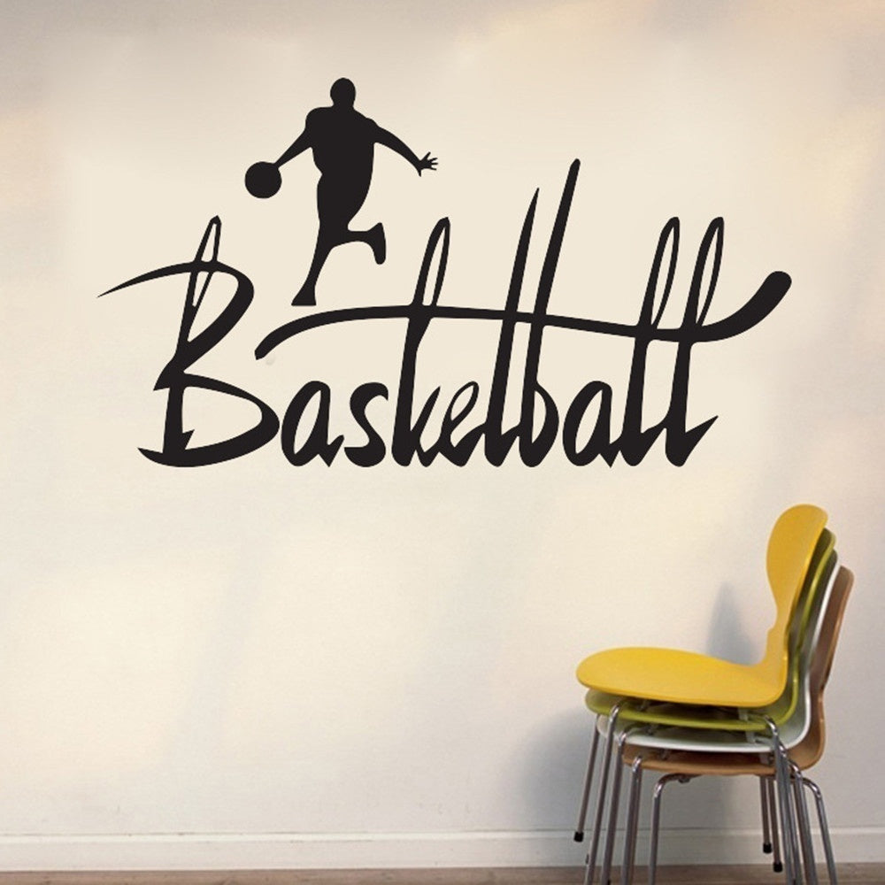 New Hot    Creative Basketball Sport Wall Sticker Removable Art Decal Vinyl Stickers