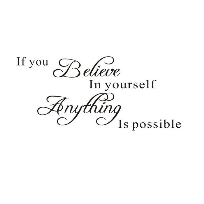 Sale Believe In Yourself Home Decor Creative Quote Wall Decal Removable Vinyl Wall Sticker
