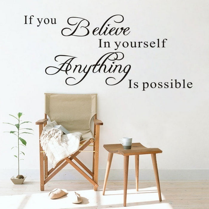 Sale Believe In Yourself Home Decor Creative Quote Wall Decal Removable Vinyl Wall Sticker