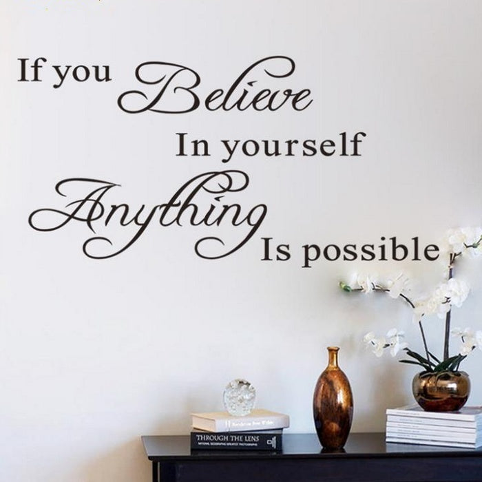 Sale Believe In Yourself Home Decor Creative Quote Wall Decal Removable Vinyl Wall Sticker