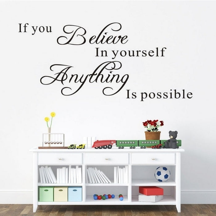 Sale Believe In Yourself Home Decor Creative Quote Wall Decal Removable Vinyl Wall Sticker