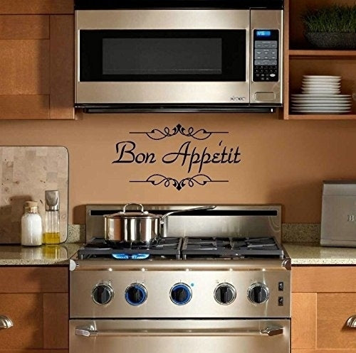 New Hot  French Bon Appetit Quote Living Room Vinyl Carving Wall Decal Sticker for Home Kitchen Window Decoration
