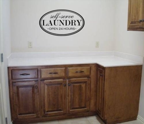 New Brand SELF SERVE LAUNDRY ROOM WALL DECAL QUOTE VINYL DECOR WORDS LETTERING STICKER