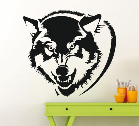 Angry Wolf Head Wall Sticker Animals Vinyl Decal Home Any Room Interior Decoration Waterproof High Quality Mural