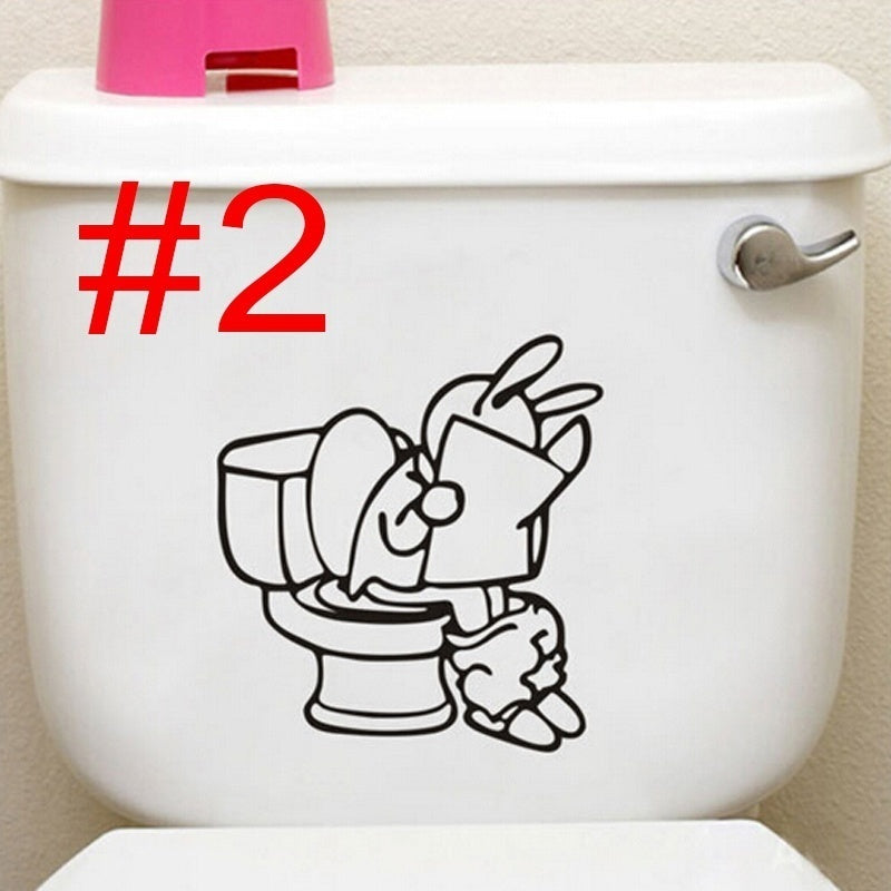 New Hot   Cartoon PVC Creative Toilet Stickers Bathroom Wall Stickers