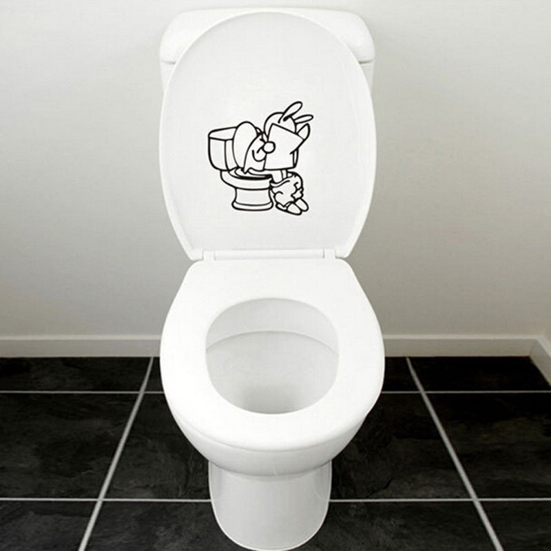 New Hot   Cartoon PVC Creative Toilet Stickers Bathroom Wall Stickers