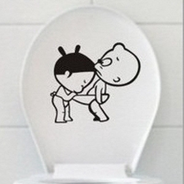 New Hot   Cartoon PVC Creative Toilet Stickers Bathroom Wall Stickers