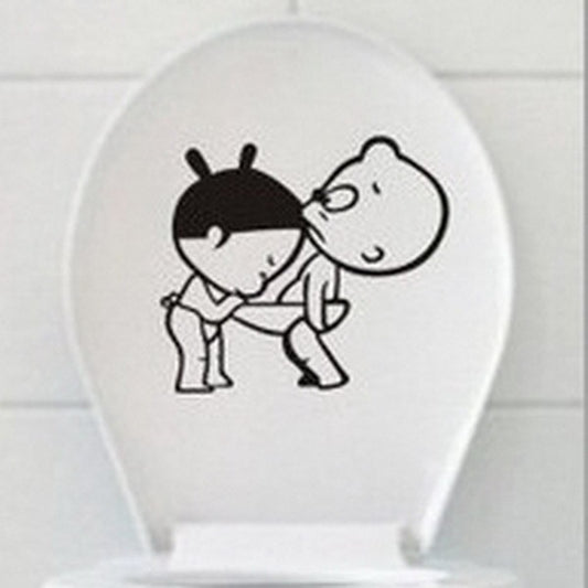 New Hot   Cartoon PVC Creative Toilet Stickers Bathroom Wall Stickers