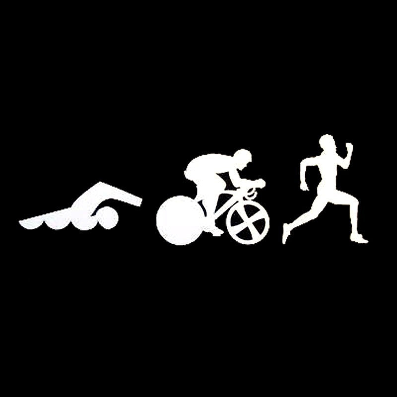 2018 NEW  23cmx7.5cm Creative Sports Triathlon Swimming Bike Running Car Sticker (Size: 23cm by 7.5cm, Color: Black)
