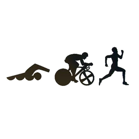 2018 NEW  23cmx7.5cm Creative Sports Triathlon Swimming Bike Running Car Sticker (Size: 23cm by 7.5cm, Color: Black)