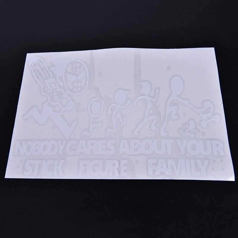 New Brand   Chainsaw Decal 'NOBODY CARES ABOUT YOUR STICK FIGURE FAMILY' Funny Vinyl Car Sticker