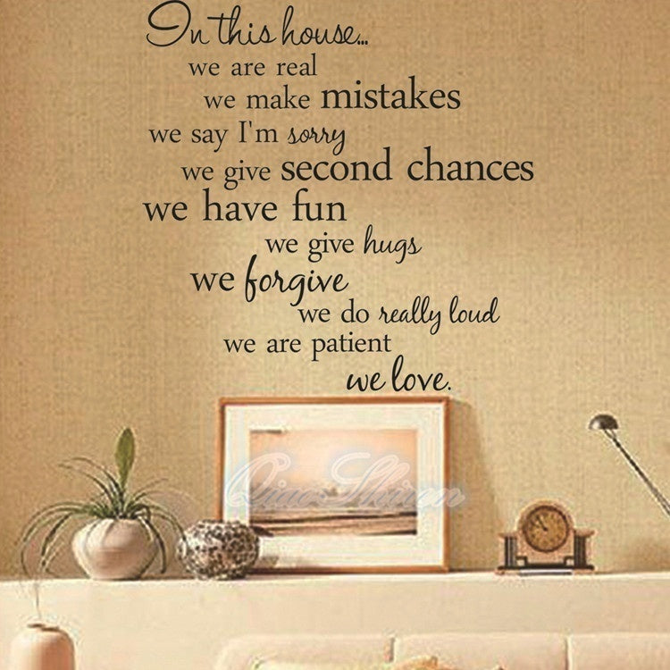 New Fashion      sale    Text Wall Sticker The Letters In This House Living Room Tv Background Wall Sticker Color Black HG-WS-1787