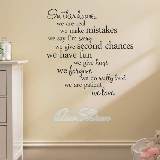 New Fashion      sale    Text Wall Sticker The Letters In This House Living Room Tv Background Wall Sticker Color Black HG-WS-1787
