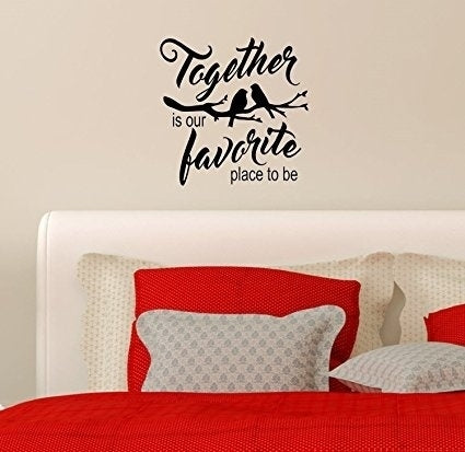 Fashion   This  Together is our Favorite Place to Be  Birds Wall Decal displaying an inspirational quote. Show your love for your family and give as a gift for weddings. It's great for all relationships.