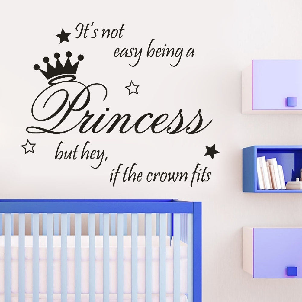 New Brand  Beautiful Princess Crown Wall Sticker Bedroom Decor Vinyl Decal Die Cut