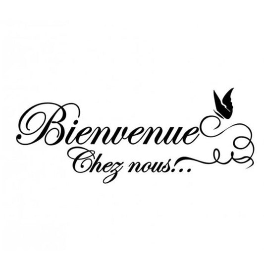 New Brand   PVC Black Bienvenue Quote Wall Sticker Office Living Room Decoration