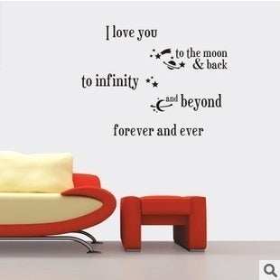 Exquisite I love you to the moon Saying Quote mural Home Decor Art Removable Vinyl Wall Sticker Decals