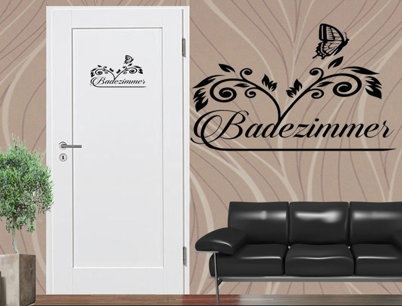 New Brand Wandtattoo / Tür Aufkleber Badezimmer Blume mit Schmetterling Küche neu 20x30 cm