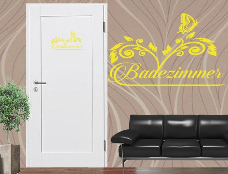 New Brand Wandtattoo / Tür Aufkleber Badezimmer Blume mit Schmetterling Küche neu 20x30 cm