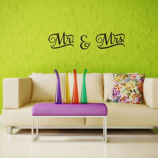 High-quality    4 Colors Mr and Mrs Home Decor Wallpapers Vinyl Wall Stickers Decal Living Room Bedroom Couple's Room Decoration Posters