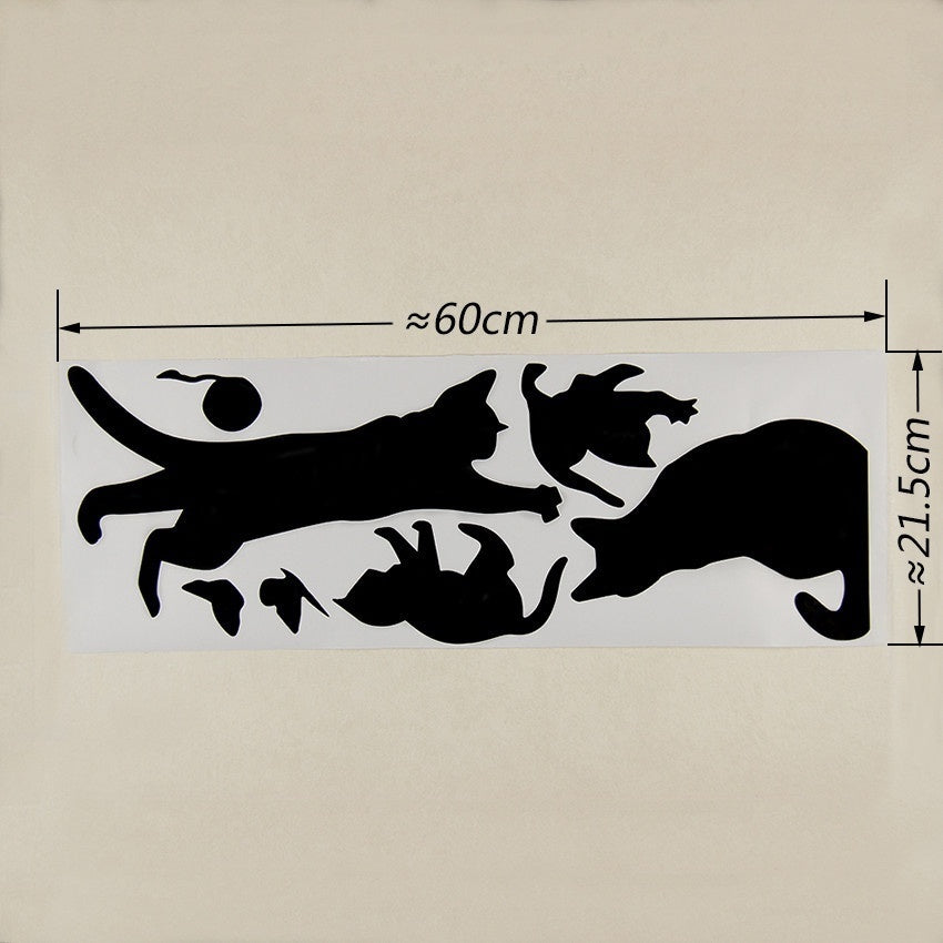 New Brand   1 Set/Pack Cat Play Butterflies Wall Sticker Removable Decoration Decals For Bedroom Kitchen Living Room Walls